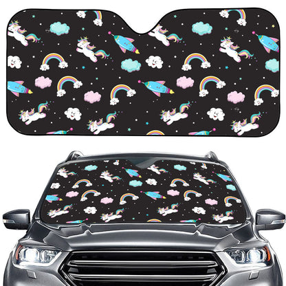 Star Space Unicorn Pattern Print Car Windshield Sun Shade