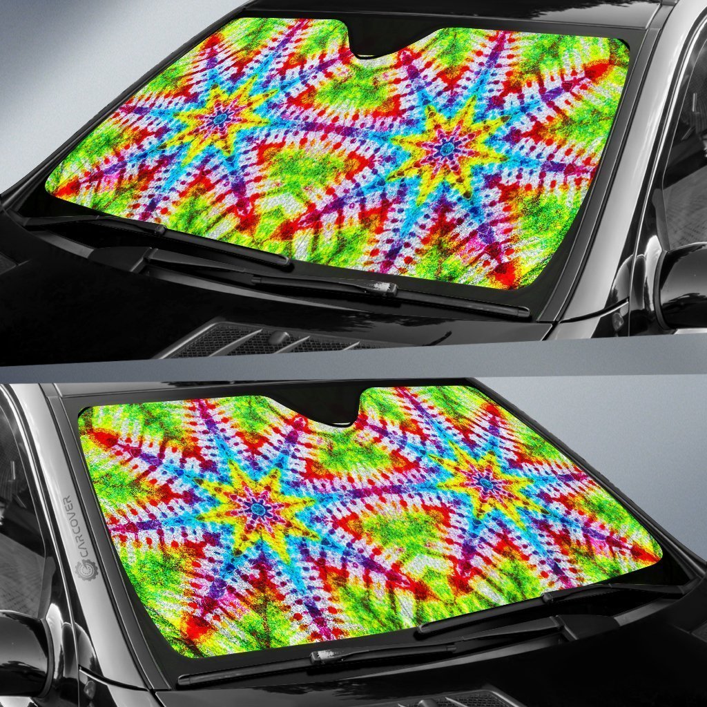 Star Tie Dye Car Sunshade Custom Printed Hippie Car Accessories