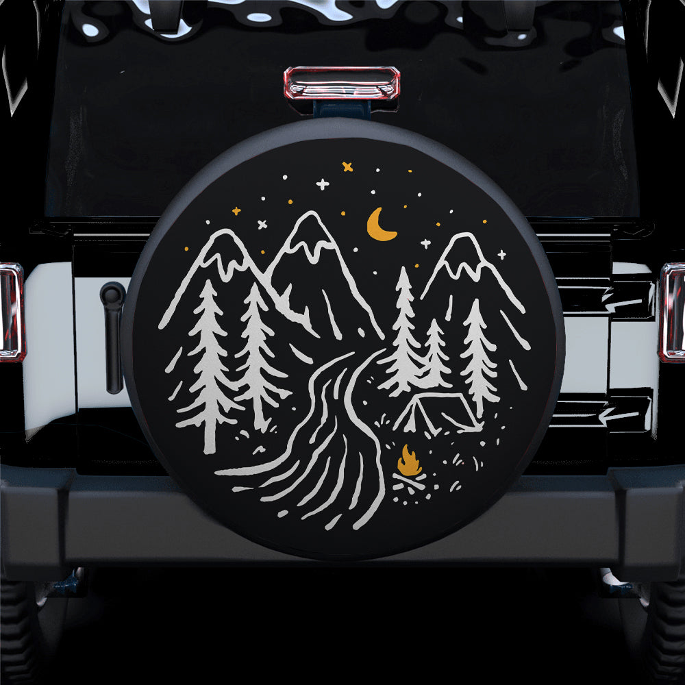 Starry Night At Campsite Car Spare Tire Cover