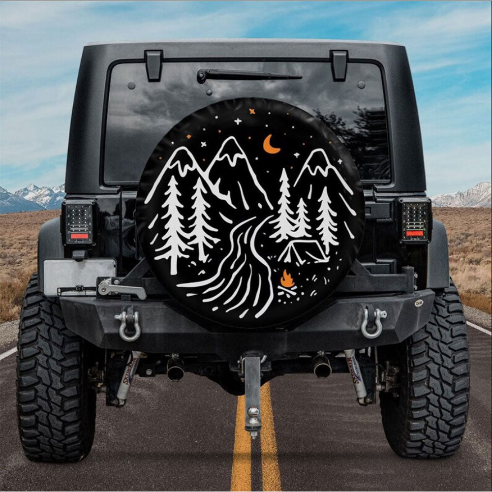 Starry Night At Campsite Car Spare Tire Cover