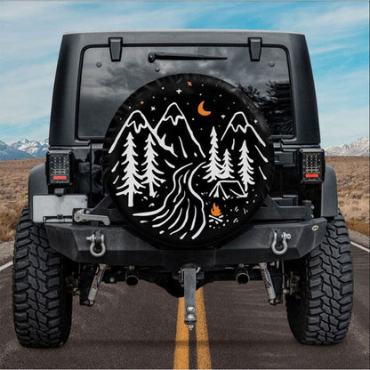 Starry Night At Campsite Car Spare Tire Cover