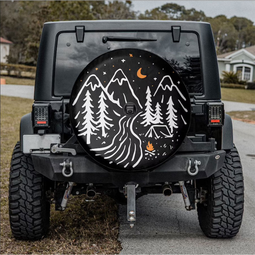 Starry Night At Campsite Car Spare Tire Cover