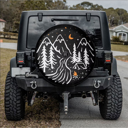 Starry Night At Campsite Car Spare Tire Cover
