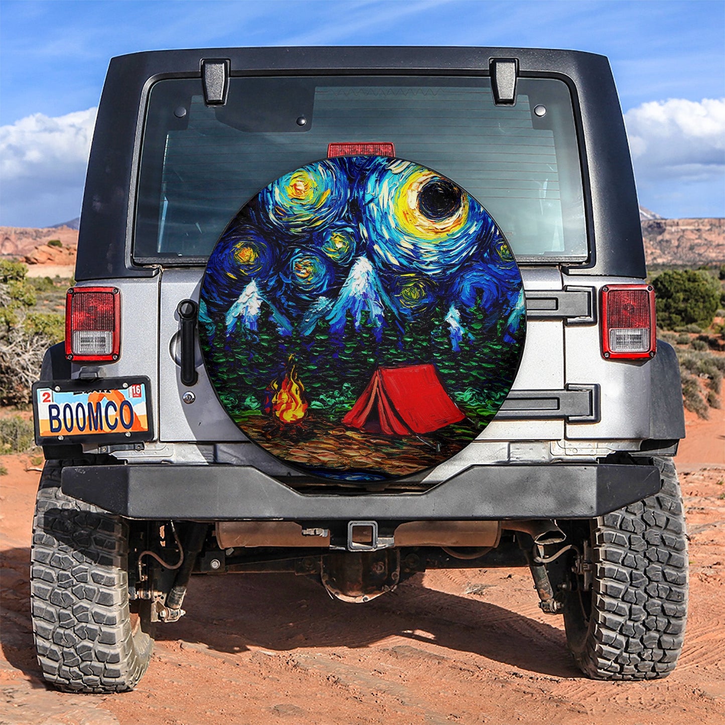 Starry Night Camping Car Spare Tire Cover