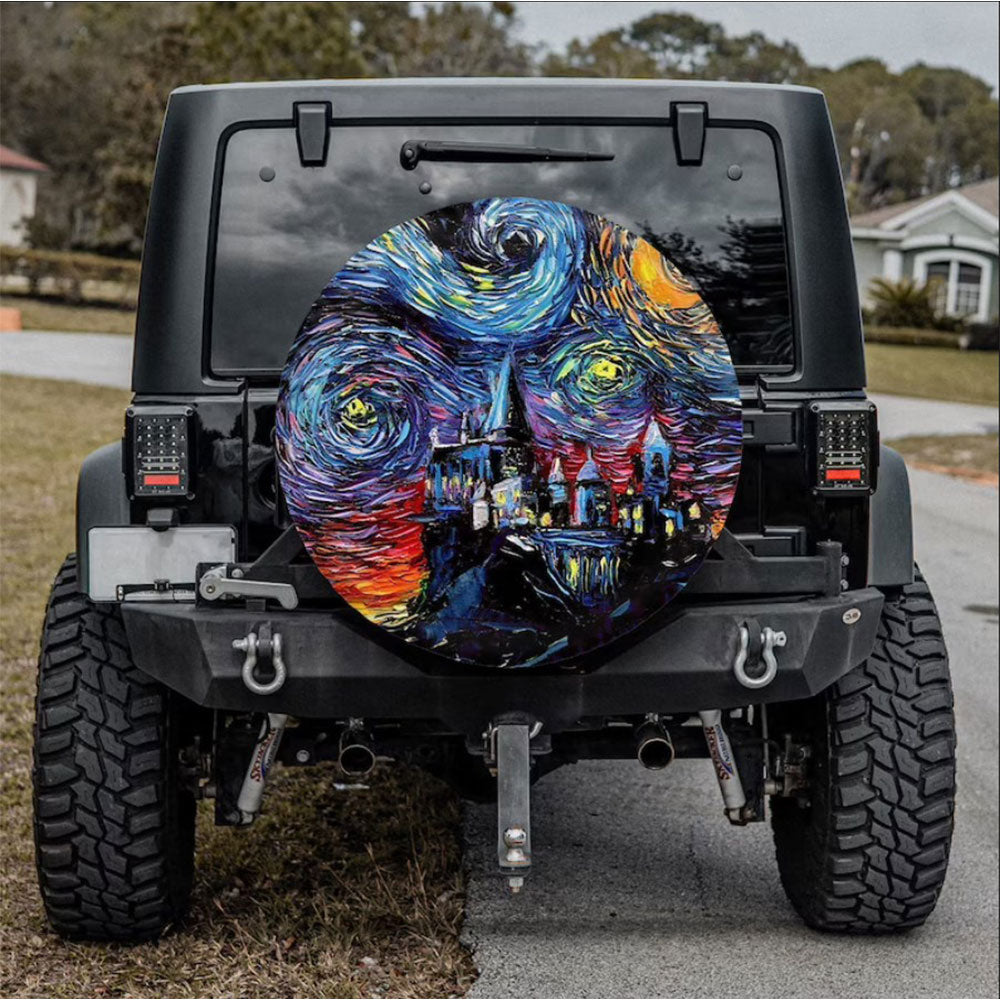 Starry Night Hogwarts Castle Car Spare Tire Cover