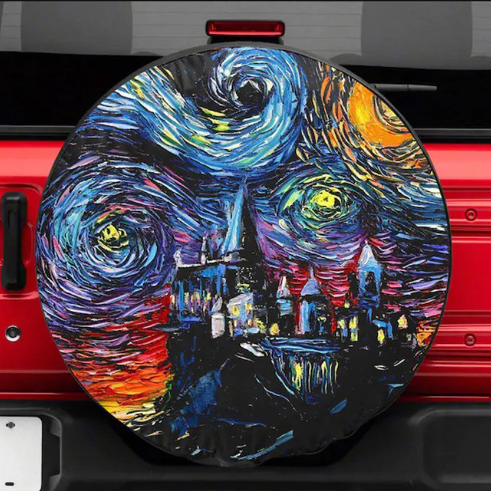 Starry Night Hogwarts Castle Car Spare Tire Cover