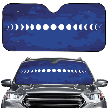 Starry Sky Lunar Phase Print Car Windshield Sun Shade