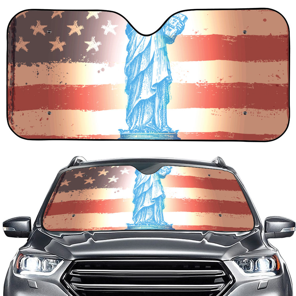 Statue of Liberty USA Flag Print Car Windshield Sun Shade