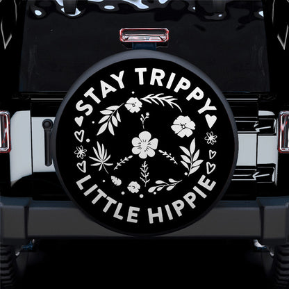 Stay Trippy Little Hippie Floral Peace Sign Car Spare Tire Cover