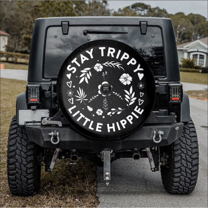 Stay Trippy Little Hippie Floral Peace Sign Car Spare Tire Cover
