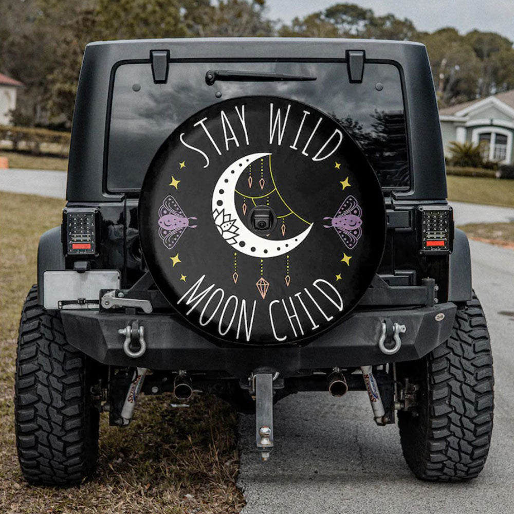 Stay Wild Moon Child Moth Trendy Car Spare Tire Cover
