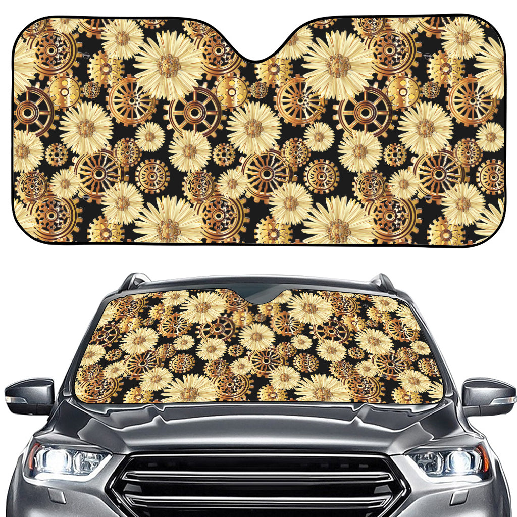 Steampunk Chamomile Pattern Print Car Windshield Sun Shade