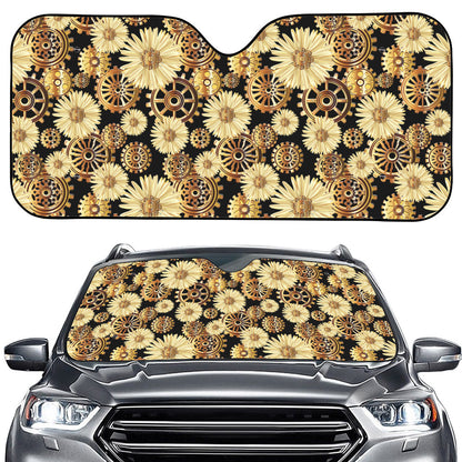 Steampunk Chamomile Pattern Print Car Windshield Sun Shade
