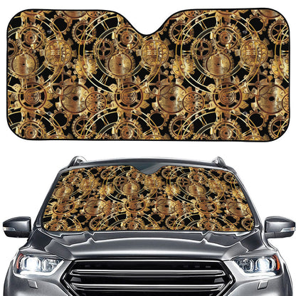 Steampunk Clock Gears Print Car Windshield Sun Shade