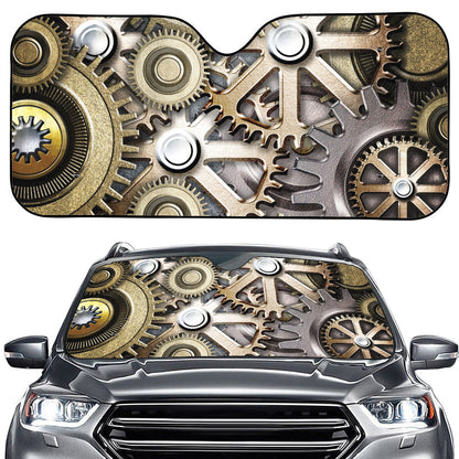 Steampunk Metallic Gears Print Car Windshield Sun Shade