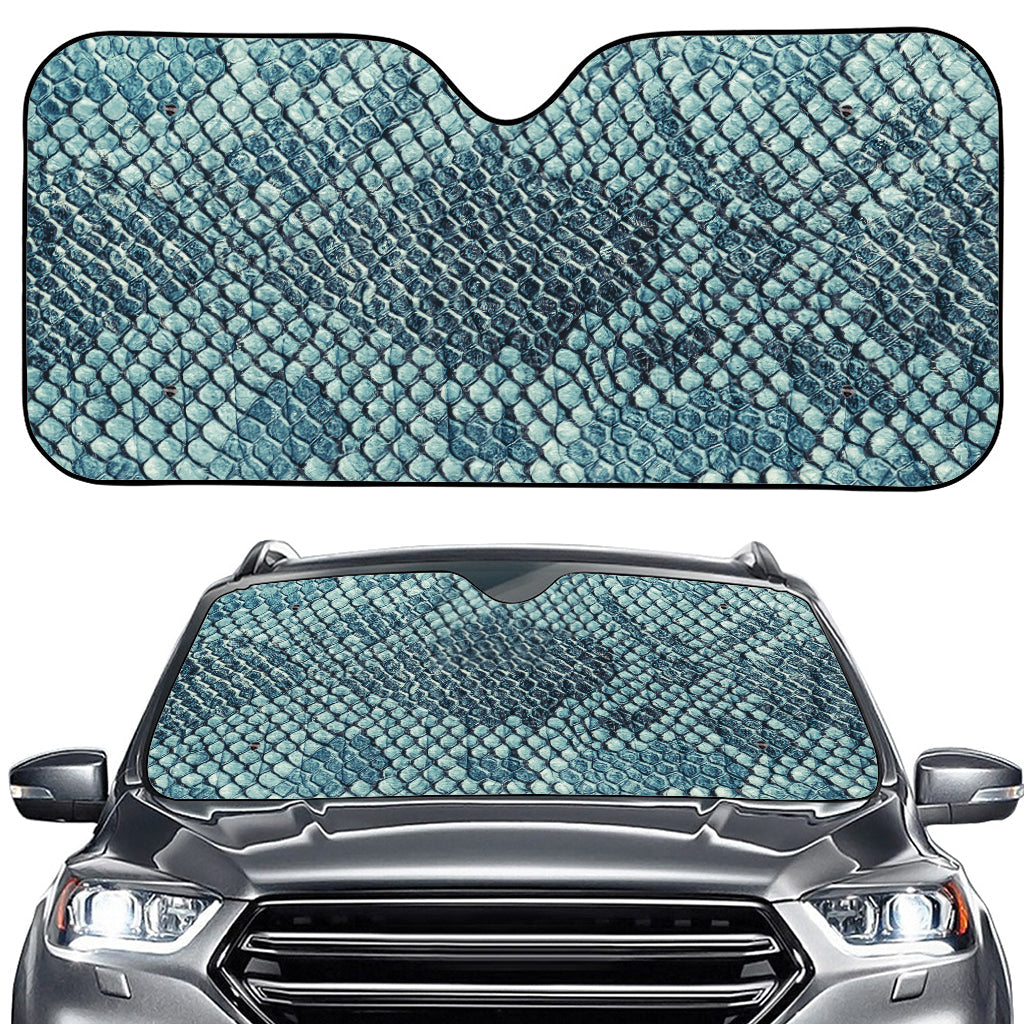 Steel Blue Snakeskin Print Car Windshield Sun Shade