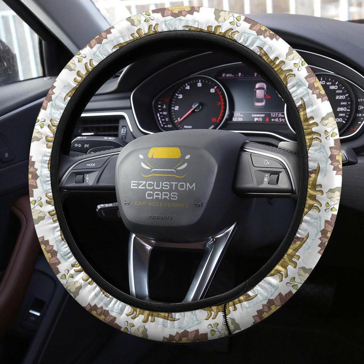 Stegosaurus Pattern Anime Steering Wheel Cover Custom Dinosaur Car Accessories