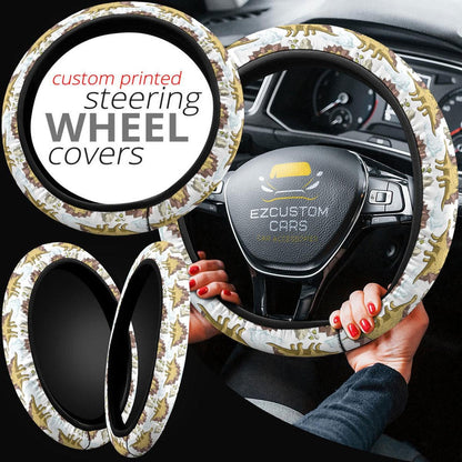 Stegosaurus Pattern Anime Steering Wheel Cover Custom Dinosaur Car Accessories