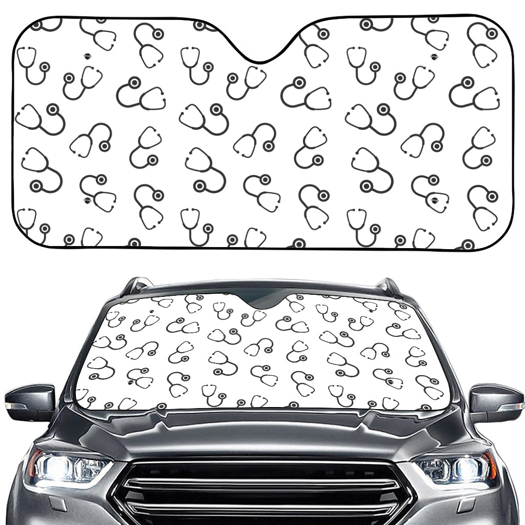 Stethoscope Sign Pattern Print Car Windshield Sun Shade