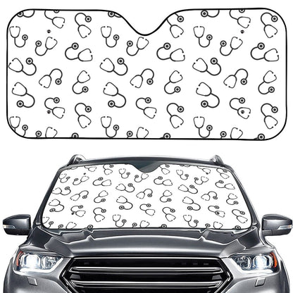 Stethoscope Sign Pattern Print Car Windshield Sun Shade