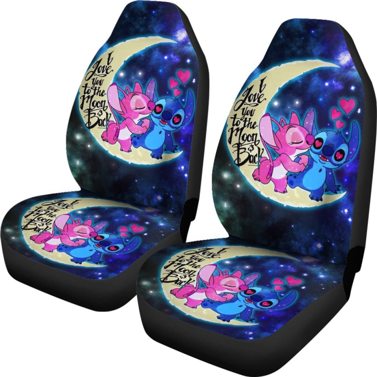 Stich & Angel Love Car Seat Covers Cartoon Fan Gift H041420 Universal Fit 084218