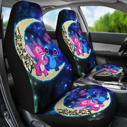 Stich & Angel Love Car Seat Covers Cartoon Fan Gift H041420 Universal Fit 084218