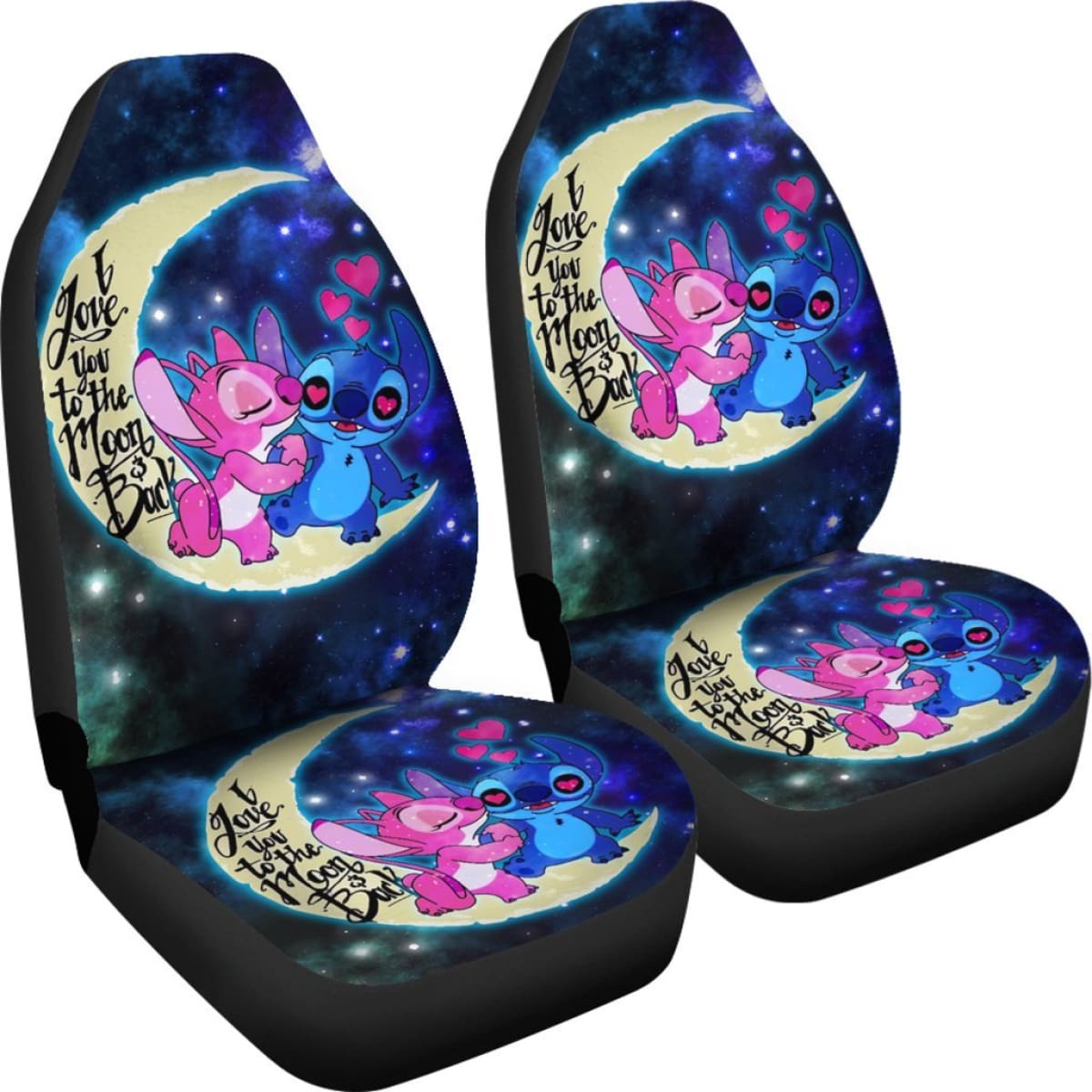 Stich & Angel Love Car Seat Covers Cartoon Fan Gift H041420 Universal Fit 084218