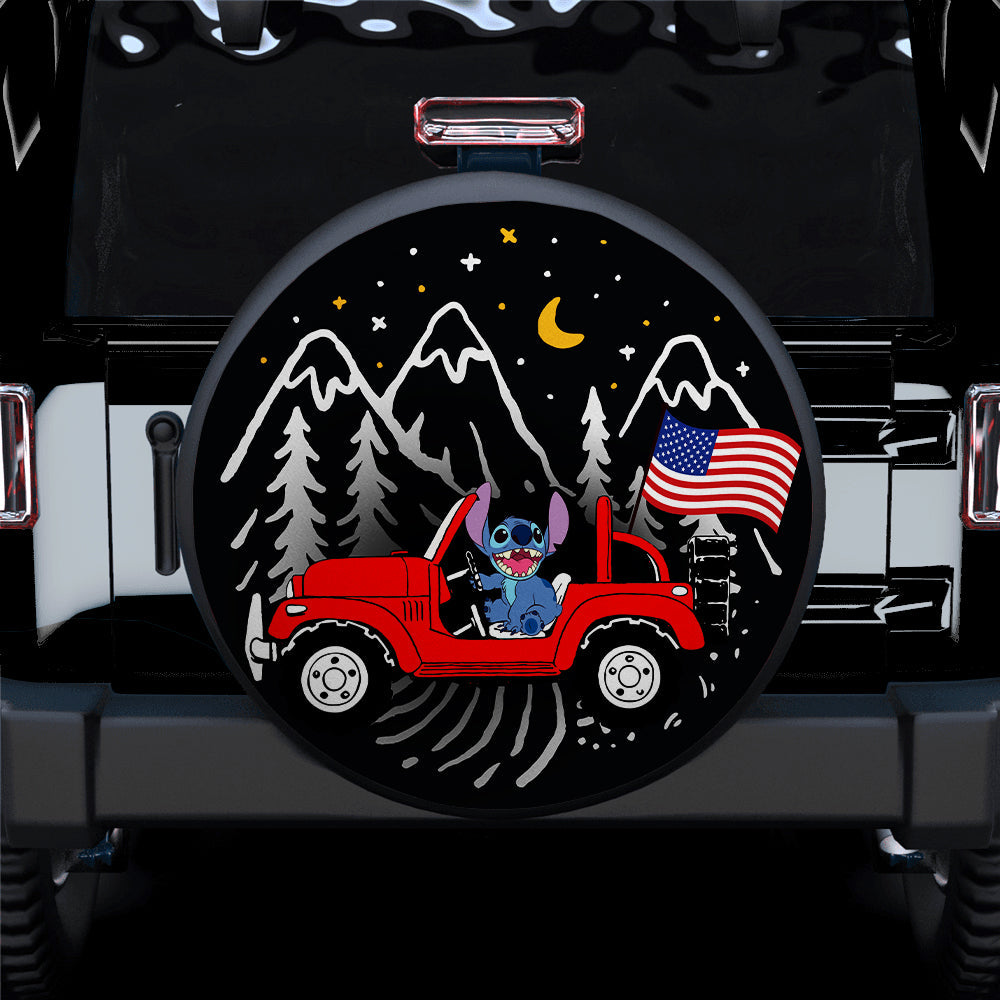 Stitch American Flag Ride Jeep Starry Night Red Car Spare Tire Cover