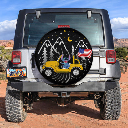 Stitch American Flag Ride Jeep Starry Night Yellow Car Spare Tire Cover