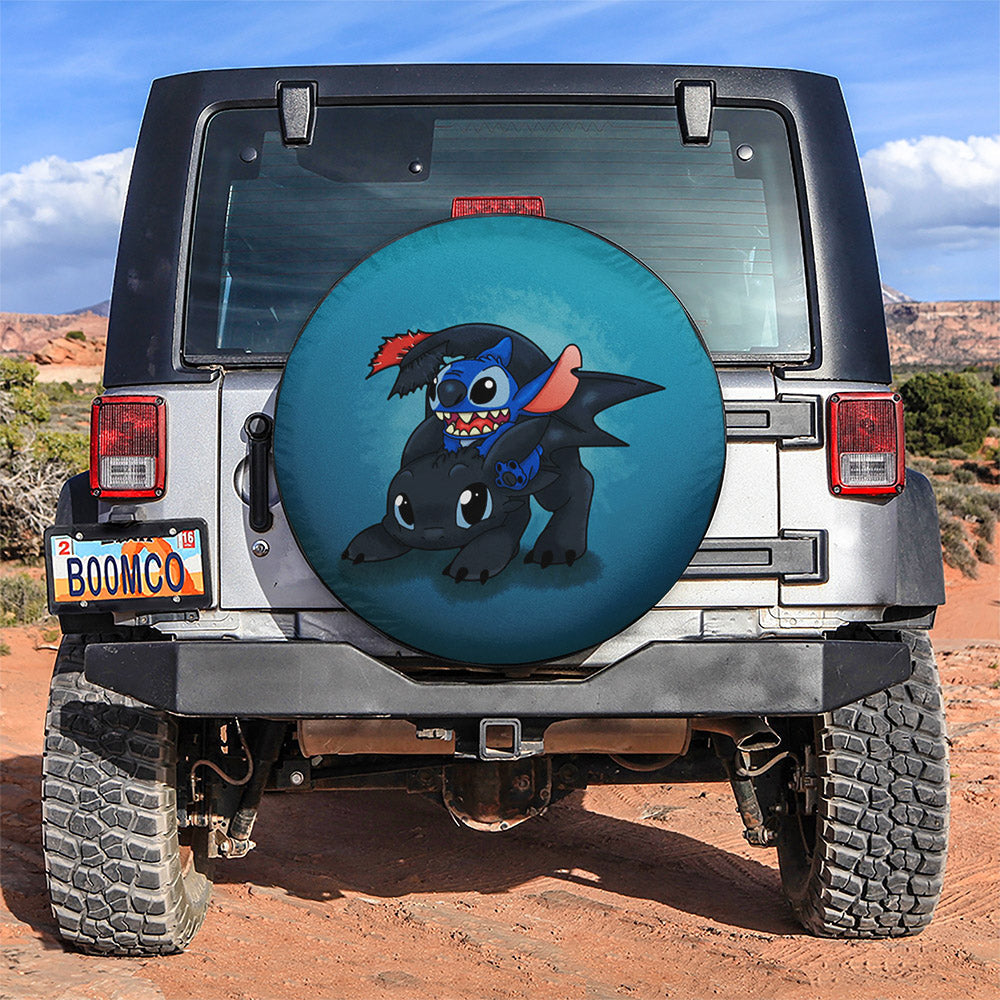 Stitch And Toothless Car Spare Tire Cover