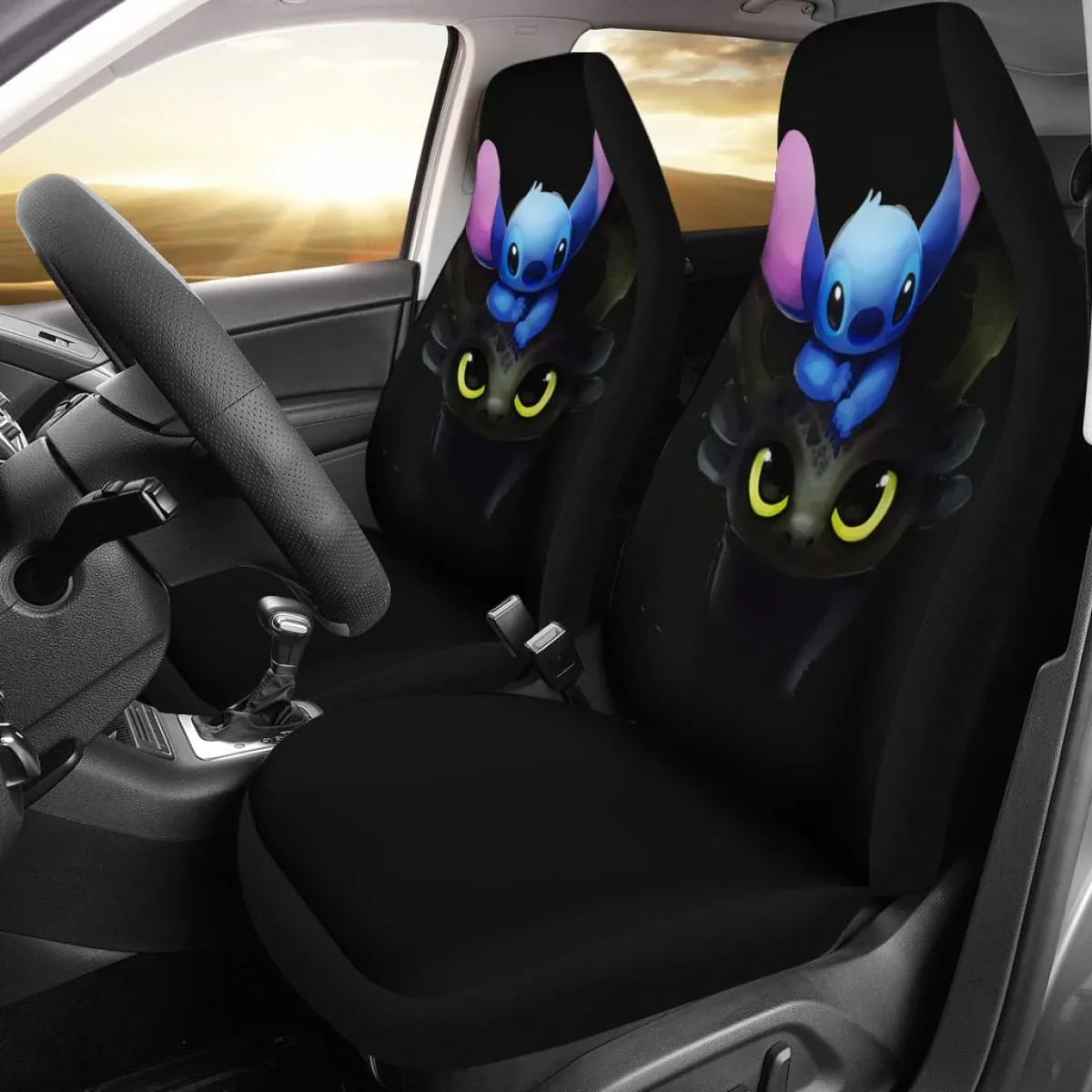Stitch And Toothless Cute Seat Covers Amazing Best Gift Ideas Universal Fit - PersonalizedFury