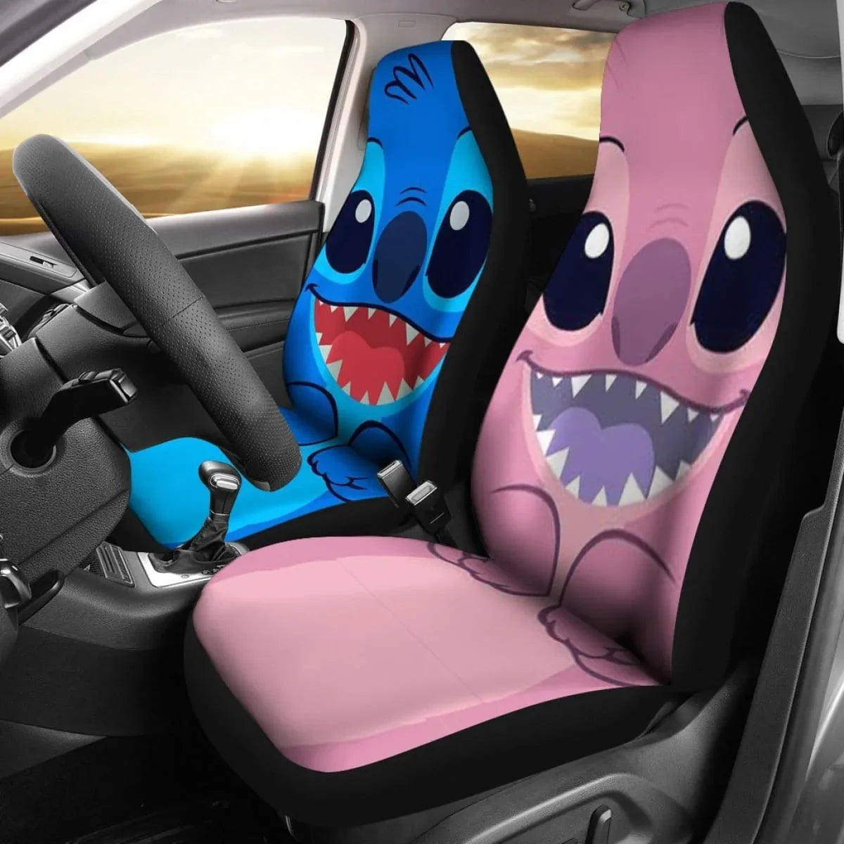 Stitch Blue Pink - Car Seat Cover - PersonalizedFury