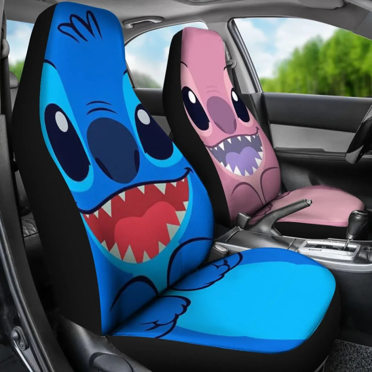 Stitch Blue Pink - Car Seat Cover - PersonalizedFury