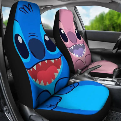 Stitch Blue Pink - Car Seat Cover - PersonalizedFury