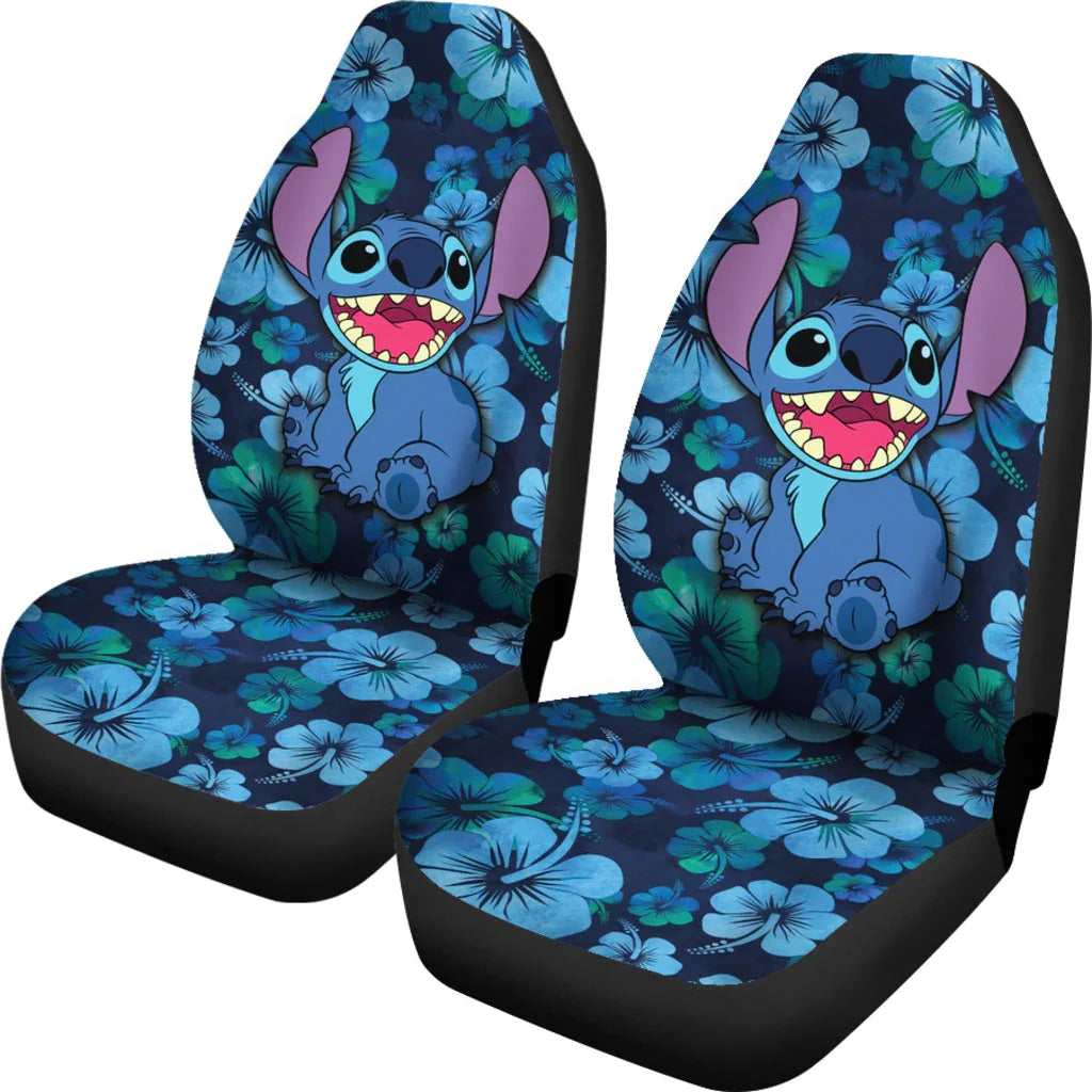 Stitch Car Seat Covers Hawaii Flowers Car Accessories - PersonalizedFury