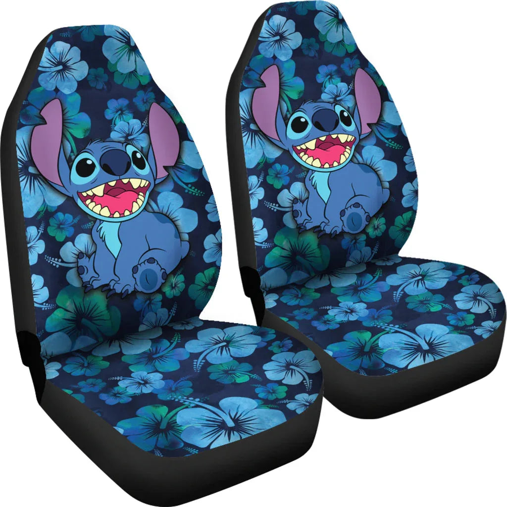 Stitch Car Seat Covers Hawaii Flowers Car Accessories - PersonalizedFury