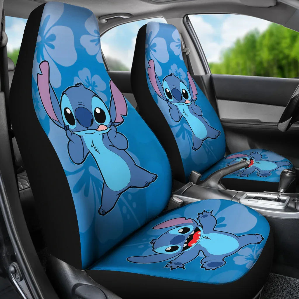 Stitch Car Seat Covers Stitch Hawaii Flowers Car Accessories - PersonalizedFury