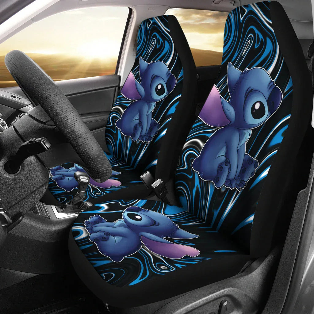 Stitch Car Seat Covers Stitch Liquify Background Car Accessories - PersonalizedFury