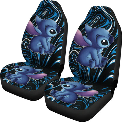 Stitch Car Seat Covers Stitch Liquify Background Car Accessories - PersonalizedFury