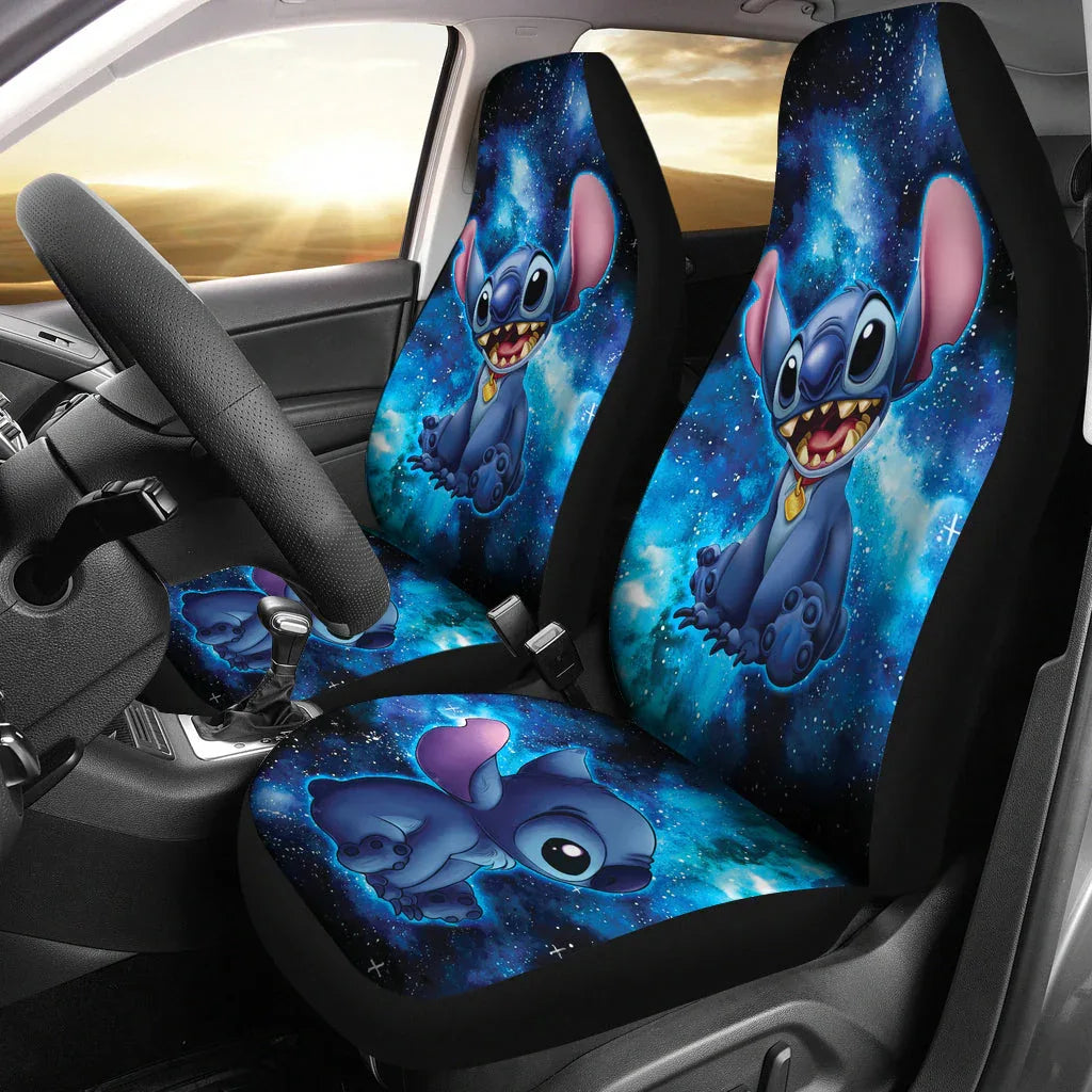 Stitch Car Seat Covers Stitch Painting Galaxy Car Accessories - PersonalizedFury