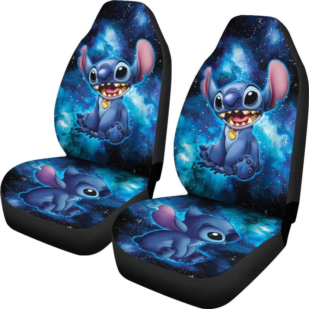 Stitch Car Seat Covers Stitch Painting Galaxy Car Accessories - PersonalizedFury
