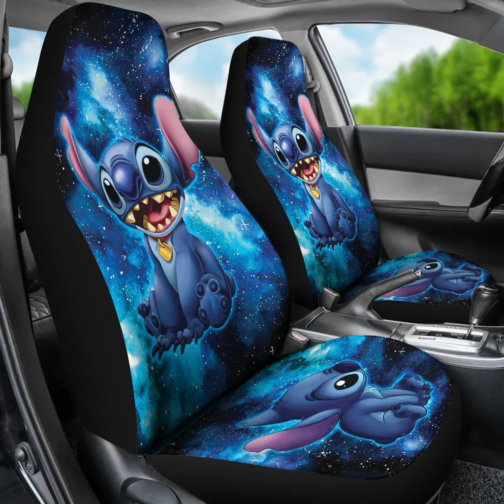 Stitch Car Seat Covers Stitch Painting Galaxy Car Accessories - PersonalizedFury