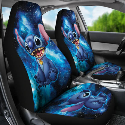 Stitch Car Seat Covers Stitch Painting Galaxy Car Accessories - PersonalizedFury