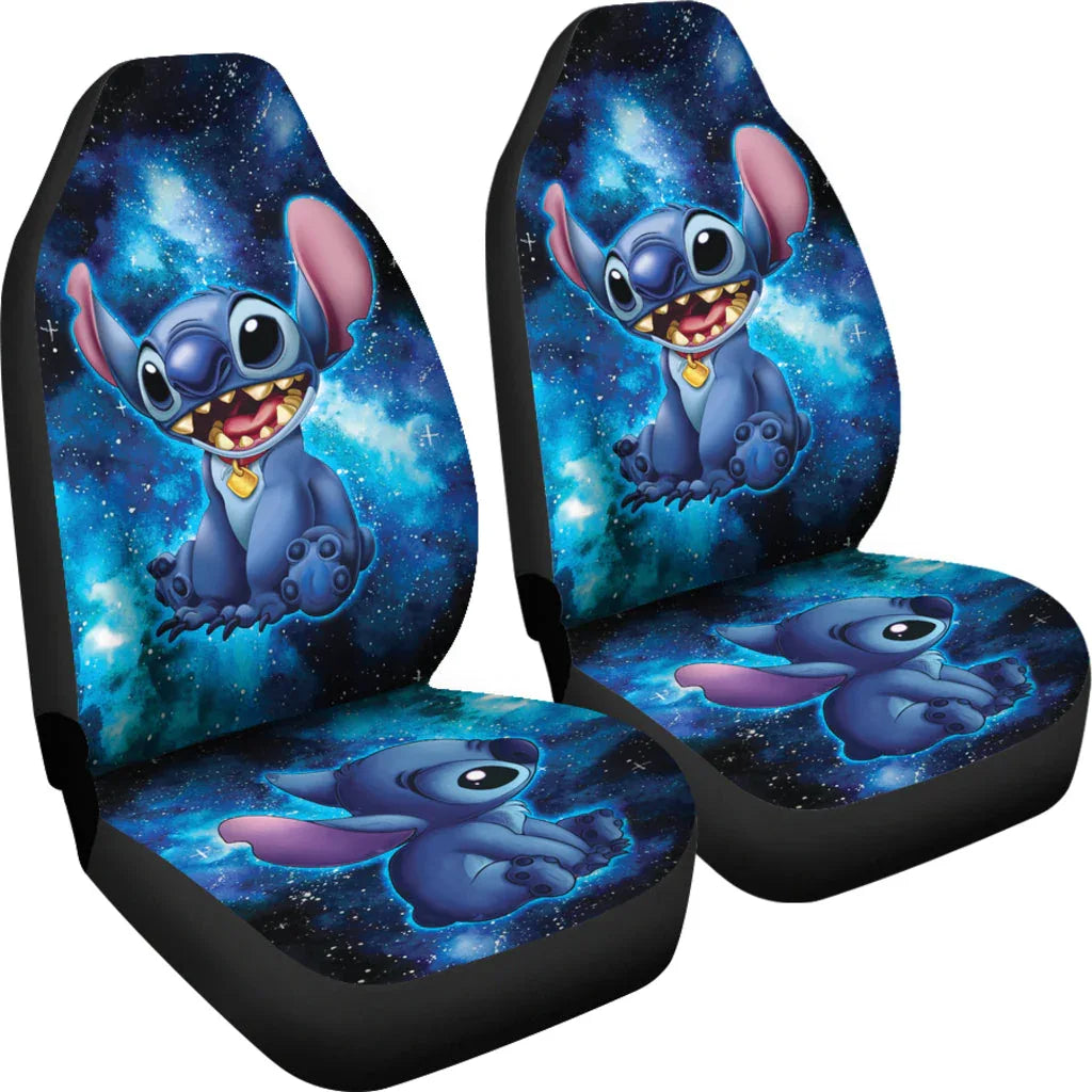 Stitch Car Seat Covers Stitch Painting Galaxy Car Accessories - PersonalizedFury