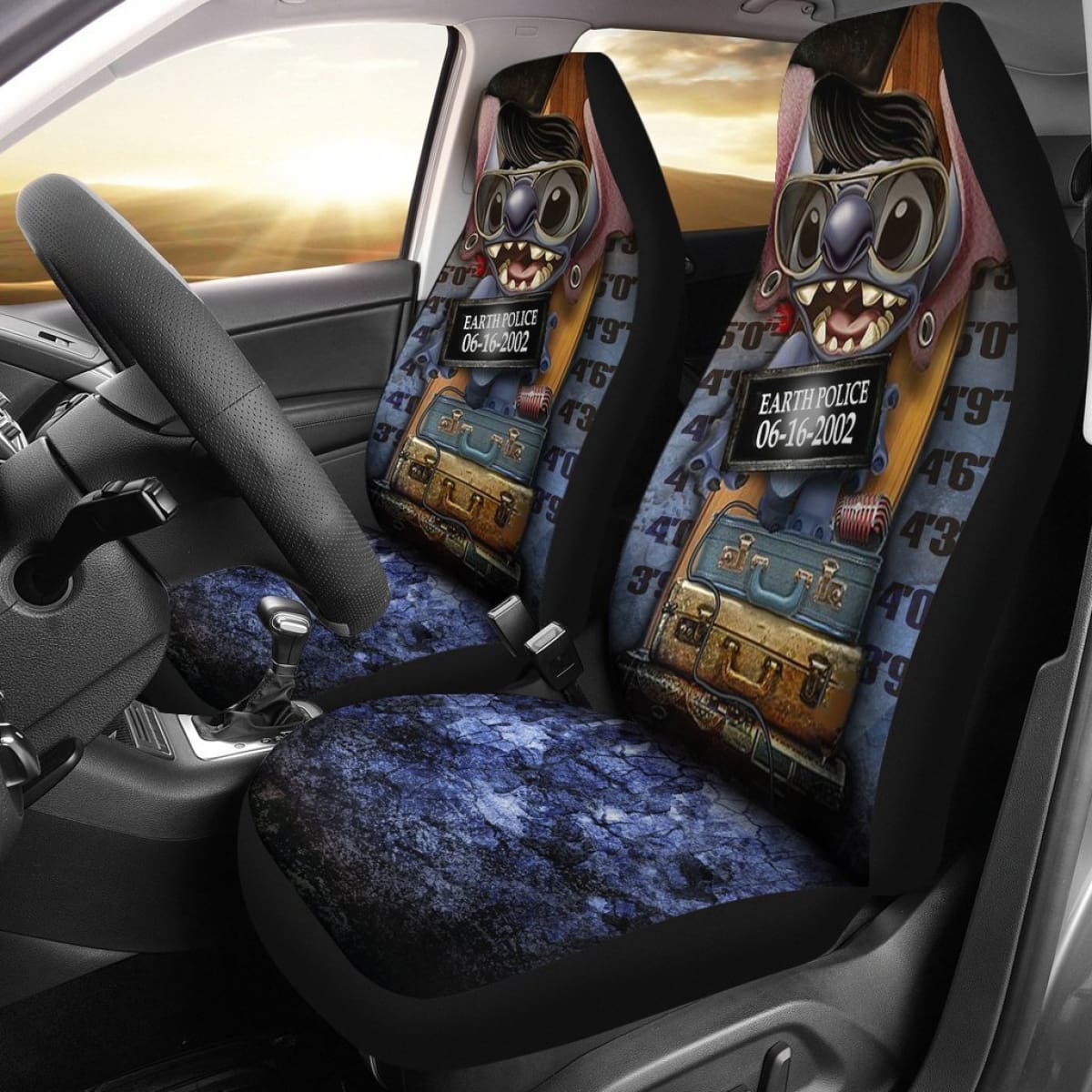 Stitch Earth Police Car Seat Covers Lt02 Universal Fit 225721