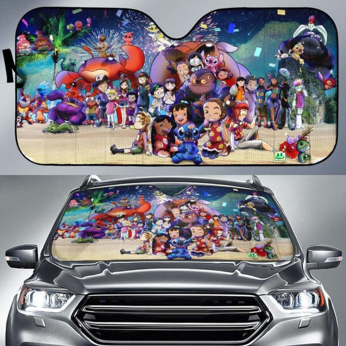 Stitch Family Car Sun Shades 918b Universal Fit