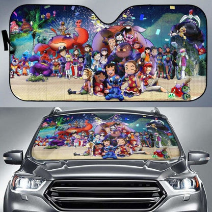 Stitch Family Car Sun Shades 918b Universal Fit
