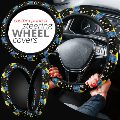 Stitch Love Moon And Back Premium Car Steering Wheel Cover