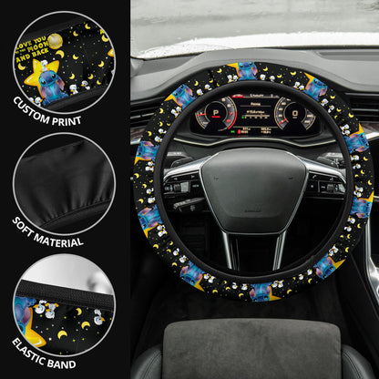 Stitch Love Moon And Back Premium Car Steering Wheel Cover