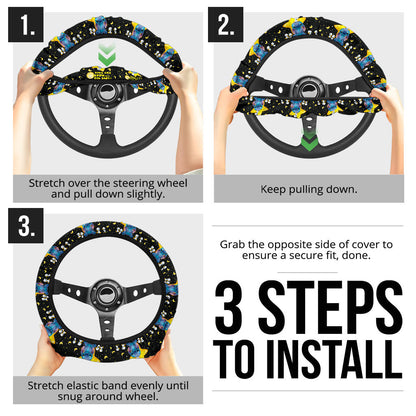 Stitch Love Moon And Back Premium Car Steering Wheel Cover